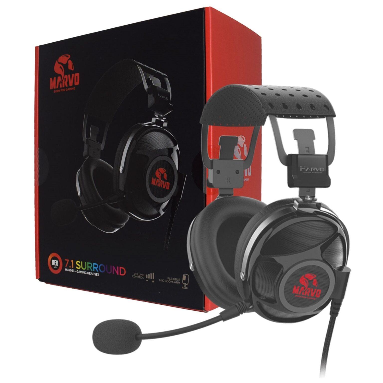 Marvo Scorpion PRO Gaming HG9053 7.1 Virtual Surround Sound Red LED Gaming Headset
