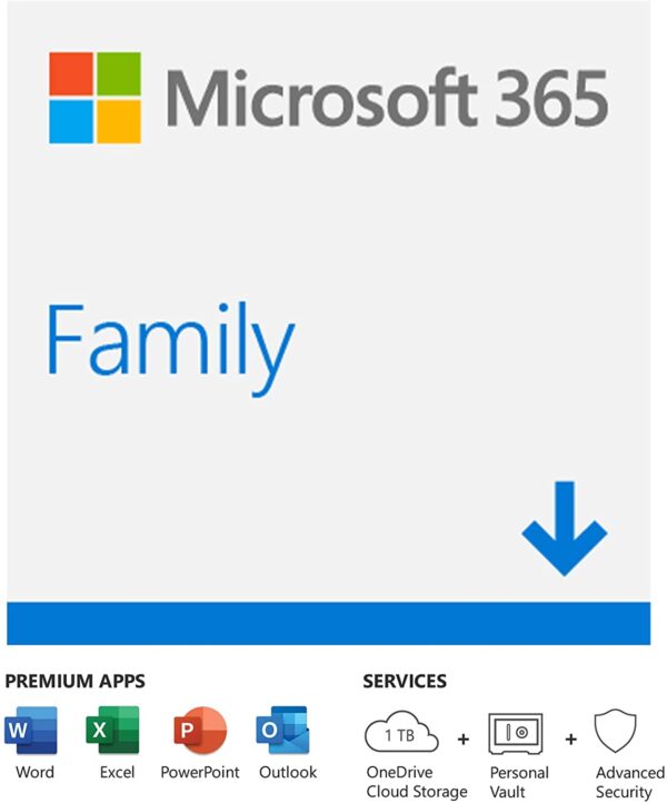 Microsoft 365 Family, Office 365 apps, up to 6 users, 1 year ...