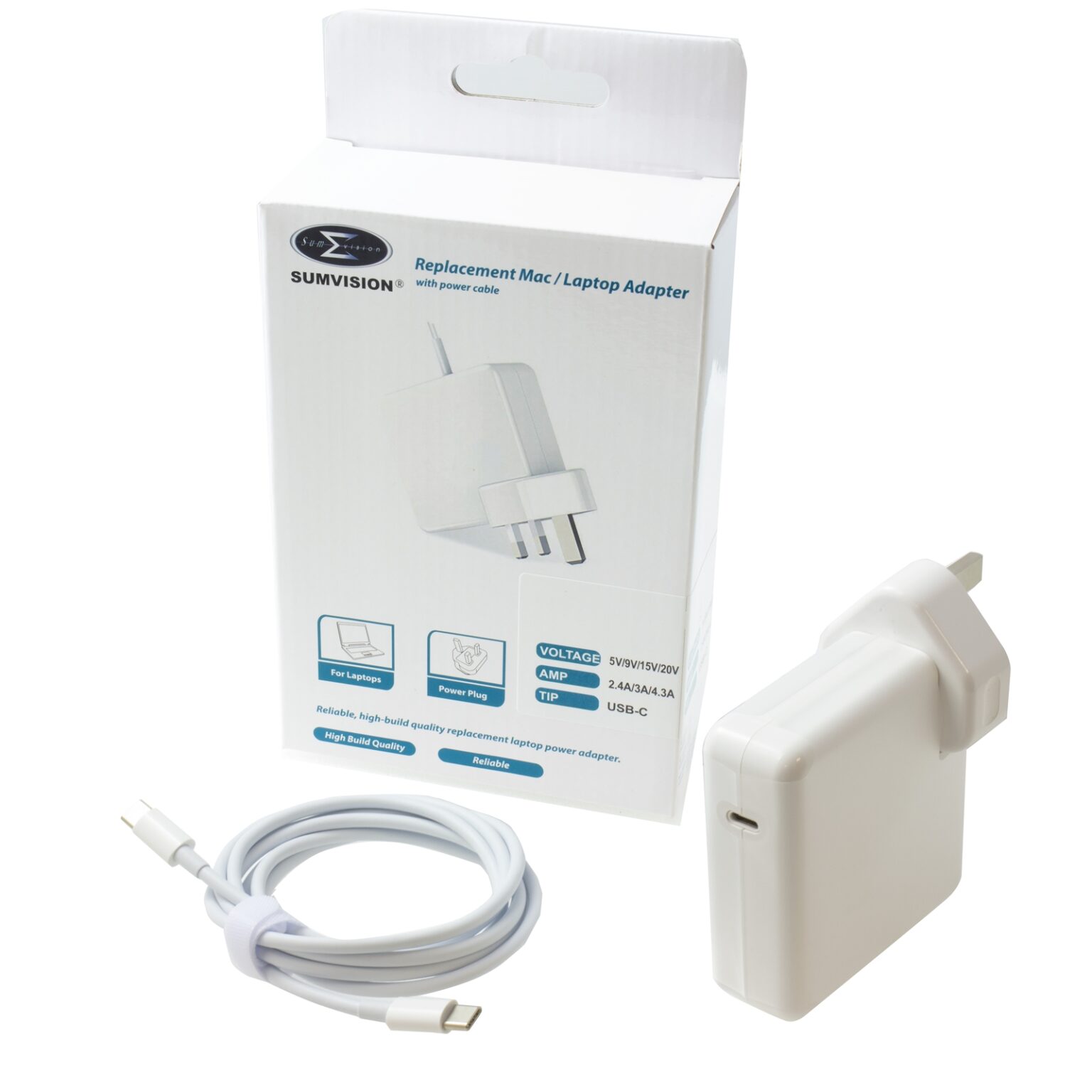 SUMVISION 87W Universal USB-C Mains Laptop Charger with USB-C Cable