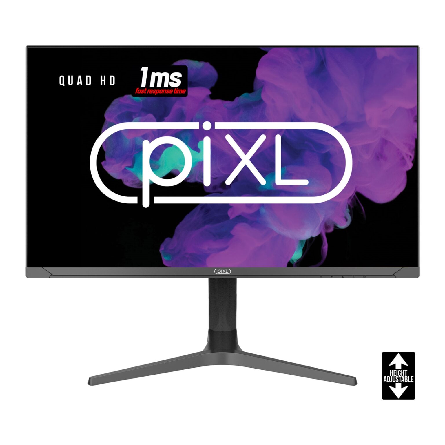 piXL CM27G7 27 Inch Frameless QHD IPS Monitor, 100Hz, 1ms, Freesync, G-Sync, HDMI, Display Port, USB, Black with RGB Lighting, VESA Mount, Height Adjustable,